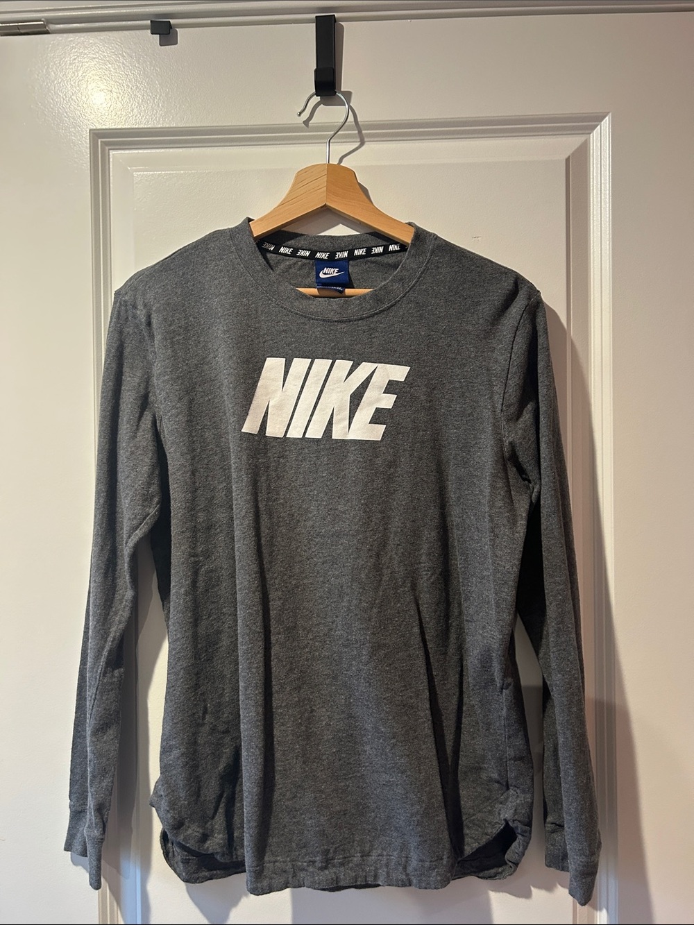 Nike Charcoal Gray Light-weight Long Sleeve Shirt with White Nike Logo